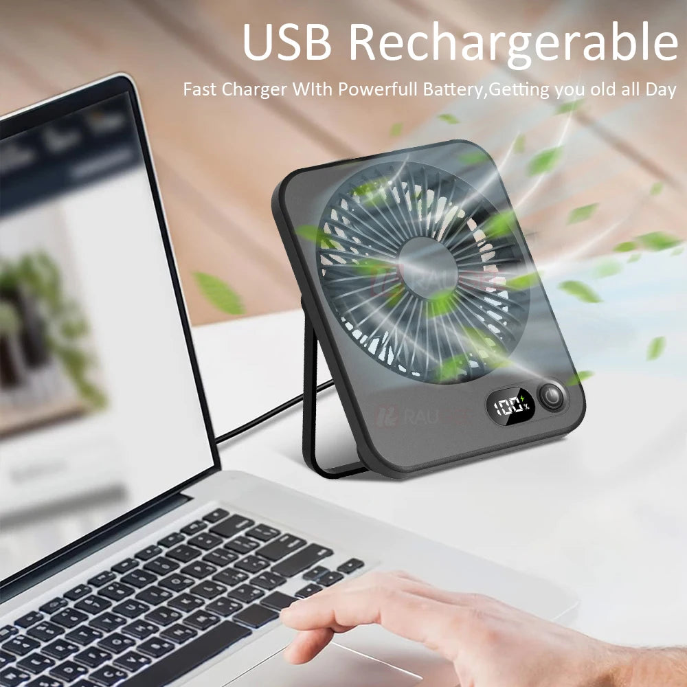 Mini ventilateur portable USB, ventilateur de bureau rechargeable, ventilateur de table pour bureau, ventilateur mural 5 vitesses, ventilateur de bureau, ventilateur portable pour étudiants, bureau, maison