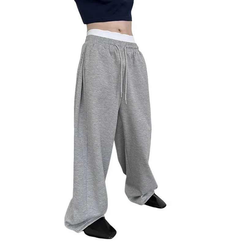 Herren Einfarbige Freizeithose 2025 Kordelzug in der Taille Gerades weites Bein Lockere Passform mit Taschen Vielseitige Sporthose