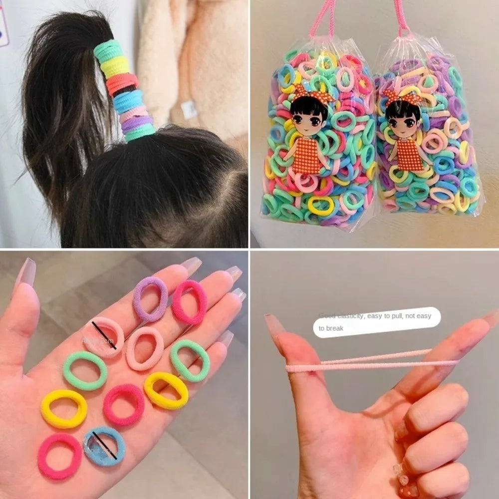 Lot de 100 bandeaux pour enfants marron et noir, mini élastiques mignons, corde à cheveux couleur bonbon, anneau à cheveux coréen sans danger, couvre-chef pour enfant