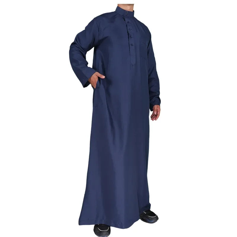 Neu 2025 Naher Osten Muslim Männer Kleid Langarm Jubba Thobe Ramadan Eid Dishdasha Robe Muslimisch Islamische Kaftane Arabische Kleidung