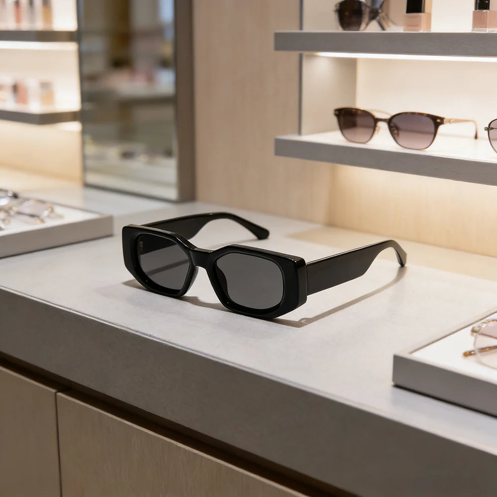 Ruiao 2026 neue schwarze klassische Retro Designer Marken Sonnenbrille mit konkaver unregelmäßiger dicker Fassung für Damen und Herren