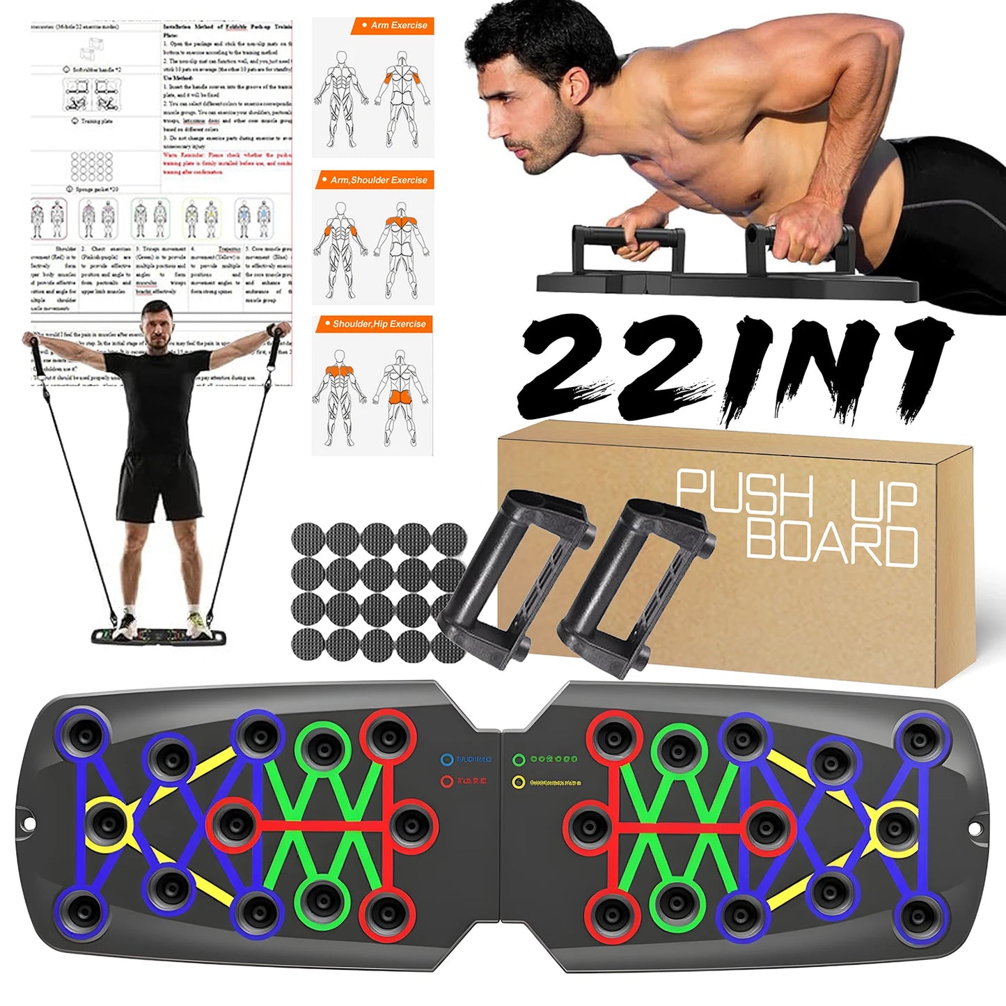 Planche Push Up NW 21 en 1 Station d'Exercice Pliante Portable Équipement de Fitness Portable Équipement d'entraînement de Force pour la Gymnastique