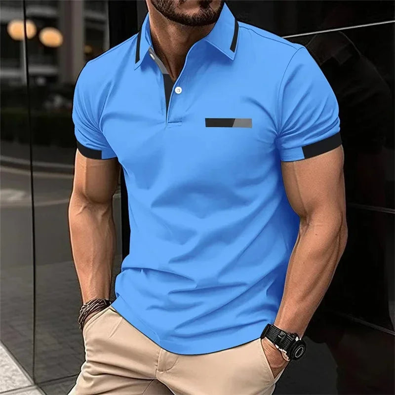 T-shirt Polo Homme de Sport Décontracté Fitness Gym Running Élastique Manches Courtes Col Revers Haut Homme Coupe Slim