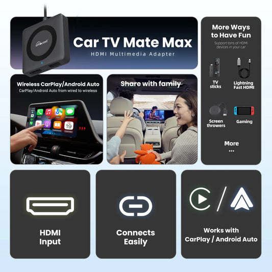 Ottocast Car TV Mate Pro Max Wireless CarPlay Android Auto Adapter for Fire Google TV Stick Converter for OEM Wired CarPlay Car
