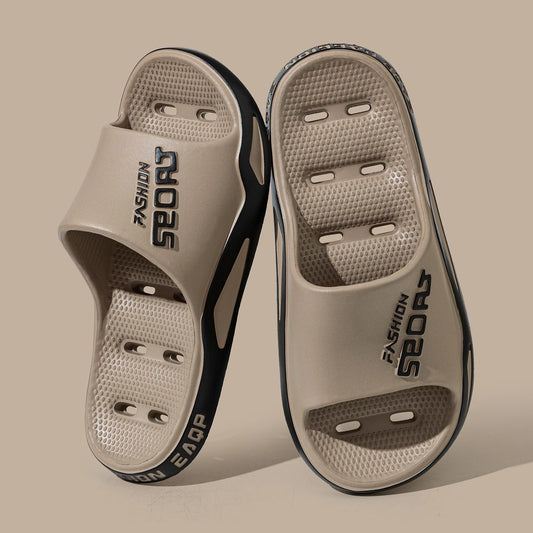 Indoor Leisure Flat Men's Comfortable Cool Bedroom Slippers Summer Beach Simple Anti Slip Couple Fashionable Open Toe Home Shoes