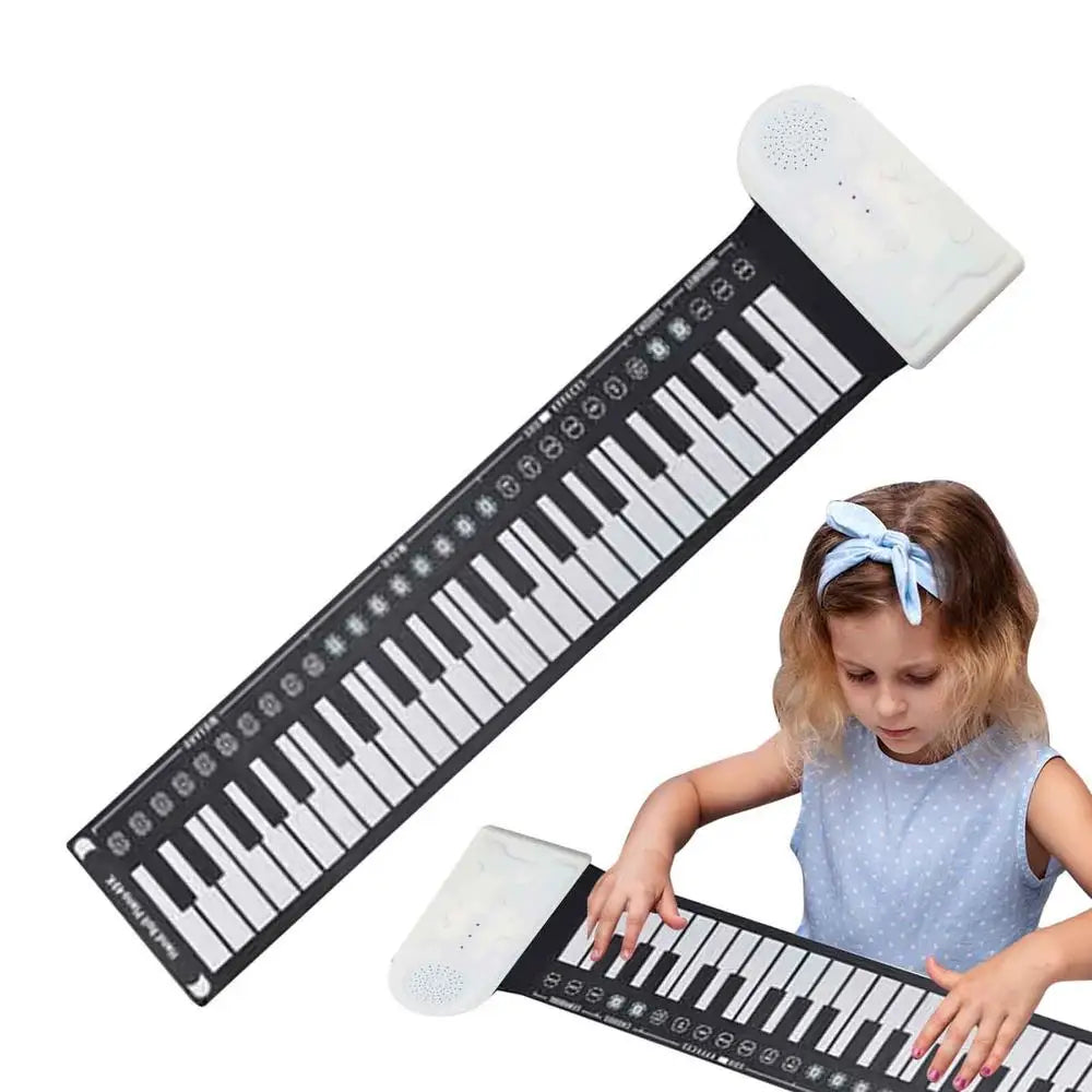 Roll-Up Piano Keyboard, faltbares Hand-Piano, 49 Tasten Hand-Piano für Anfänger, Kinder, Erwachsene, Lernspielzeug für Zuhause