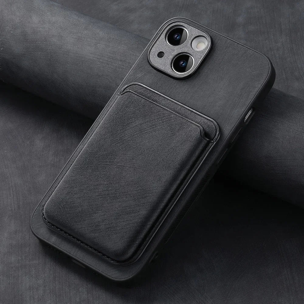 Vintage-Lederhülle mit abnehmbarem magnetischem Kartenhalter für iPhone 17 Air 16e 16 Pro Max 15 14 Plus 13 12 11