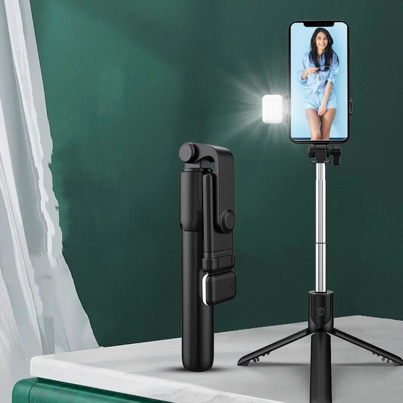 Trépied perche à selfie pour téléphone portable avec télécommande Bluetooth et anneau lumineux pour téléphone