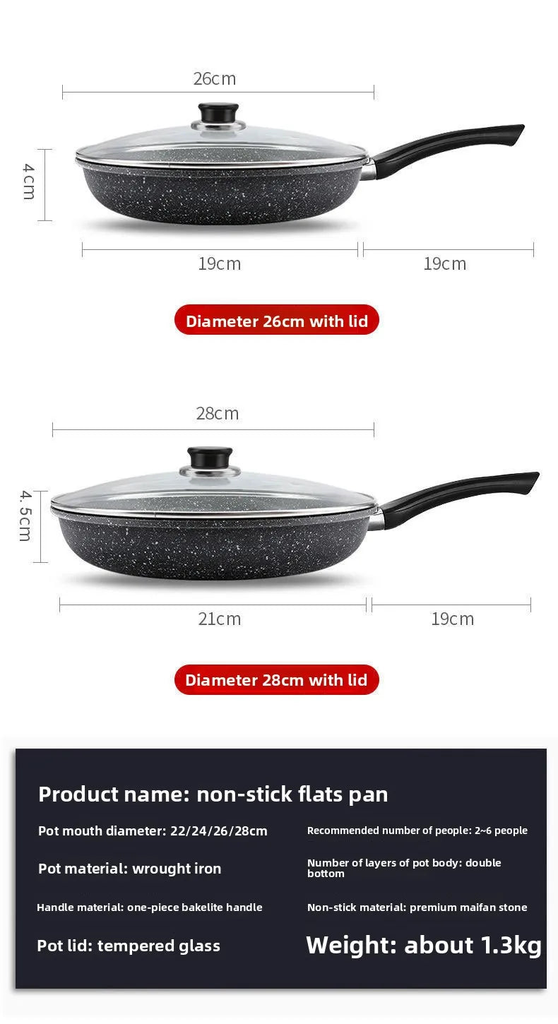 Mafestone Poêle Ménagère à Faible Fumée, Poêle à Crêpes, Poêle Plate pour Steaks, Poêle Antiadhésive Universelle pour Cuisinière