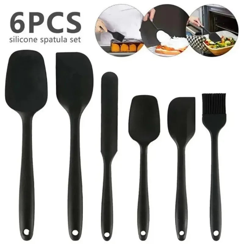 Lot de 6 spatules en silicone, de qualité alimentaire, antiadhésives, résistantes à la chaleur, pour cuisiner, pâtisser et mélanger