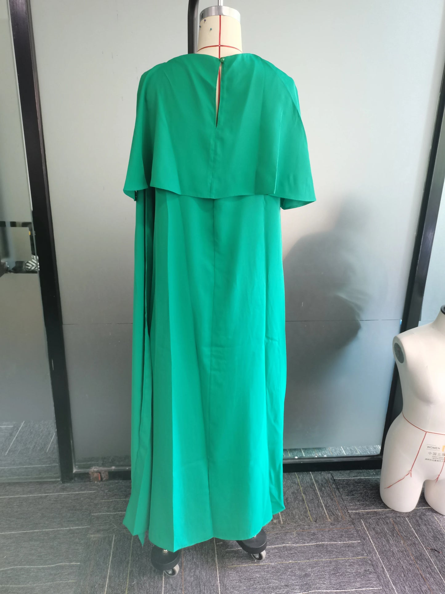 Onecozyday Damen Abendkleid Einfarbig Rundhals Asymmetrisches Bodenlanges Wickelkleid Frühling Sommer Neu Plissiertes Kleid 2024
