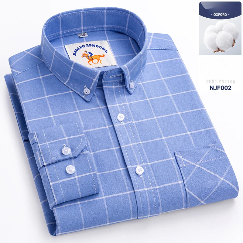 Chemises Oxford à manches longues en 100 % coton pour homme, grandes tailles 8XL, coupe ajustée, unies ou rayées, pour le bureau, couleur blanche, tenues professionnelles