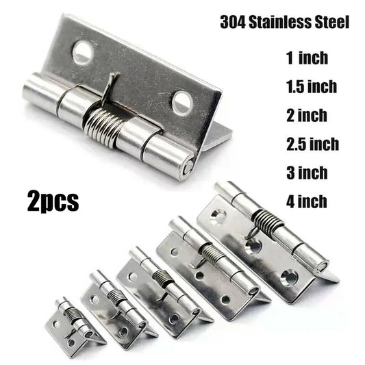 2pcs Spring Hinges Self Closing Stainless Steel Spring Door Hinge Hardware 1/1.5/2/2.5/3/4Inch For Doors Gift Boxes Cabinets
