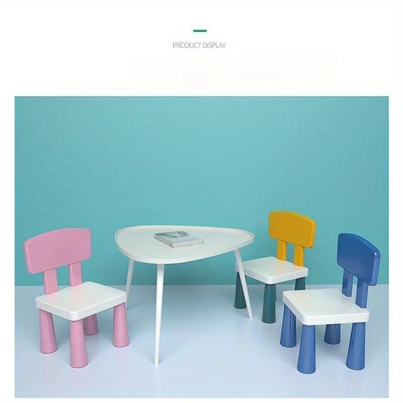 Durable plastic cartoon chair with backrest, lightweight and comfortable study desk and chair, suitable for home, school,