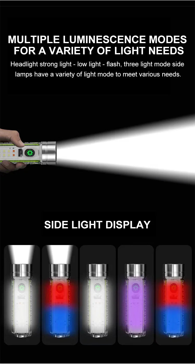 Mini-Schlüsselbund-Taschenlampe Typ C Schnelles Laden Multifunktional Ausziehbar Wasserdicht Fluoreszierend Magnetisch Warnleuchte Campinglampe