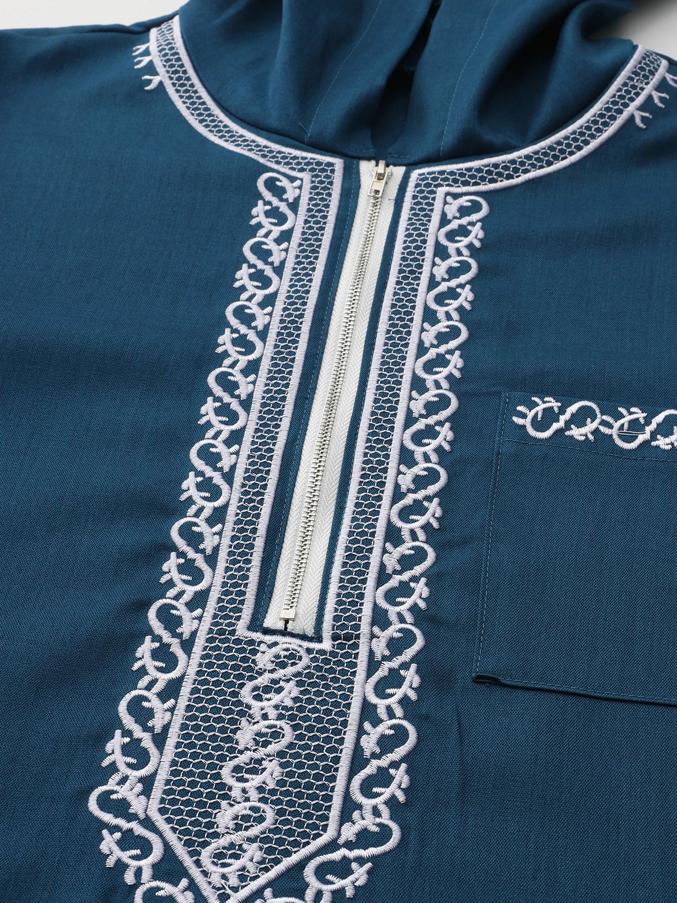 Robe à capuche marocaine Luxe homme brodé manche longue poche Vêtement musulman Abaya Moyen-Orient Djellaba Qamis