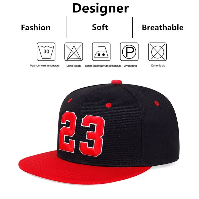 Casquettes de baseball décontractées réglables unisexe 23 broderies hip-hop chapeaux de soleil d'extérieur