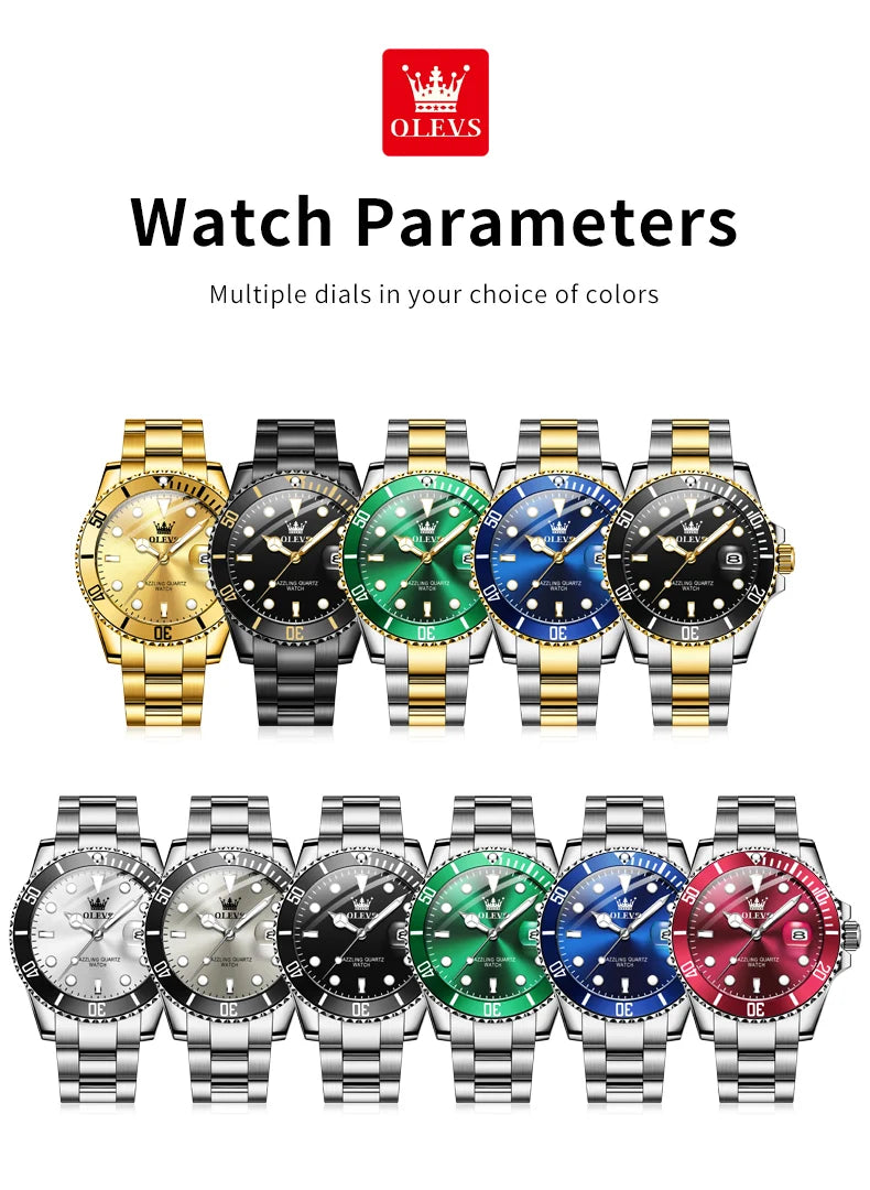 OLEVS 5885 Montre homme Marque originale Étanche Montre à quartz Bracelet en acier inoxydable Date automatique Montres cadeaux pour homme