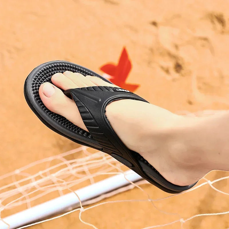 Massage Flip Flops für Herren, Sommer atmungsaktive Strandschuhe, Sandalen Herren, Luxus Flip Flops, atmungsaktiv, Übergröße, Herren Hausschuhe 46