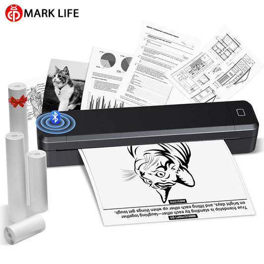 Marklife A4 Thermodrucker Tragbarer Bluetooth-Drucker für PDF-Fotos Dokumentendrucker für Büroarbeit Zuhause Schule X8