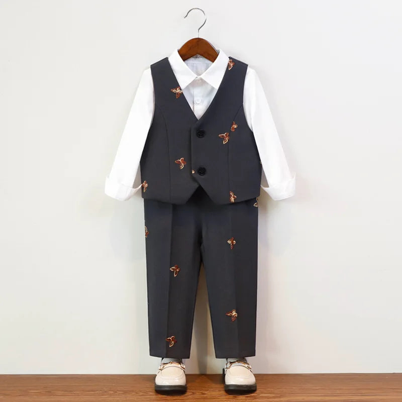 Herbst Winter Kinder Festanzug Für Jungen Schmetterling Stickerei College Jungen Anzug Kinder Mädchen Moderationsauftritt Kleider