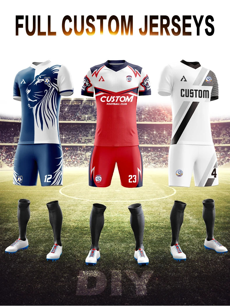Maillot de football personnalisé par sublimation, uniforme de football en polyester, uniforme de football pour club, maillot de football respirant pour hommes