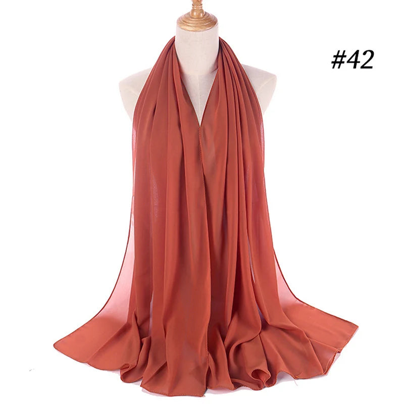 Hijab musulman en mousseline pour femmes, écharpe en mousseline bulle, voile pour femmes, musulmanes, islamiques, de couleur unie, malaisiennes, écharpes foulard musulman
