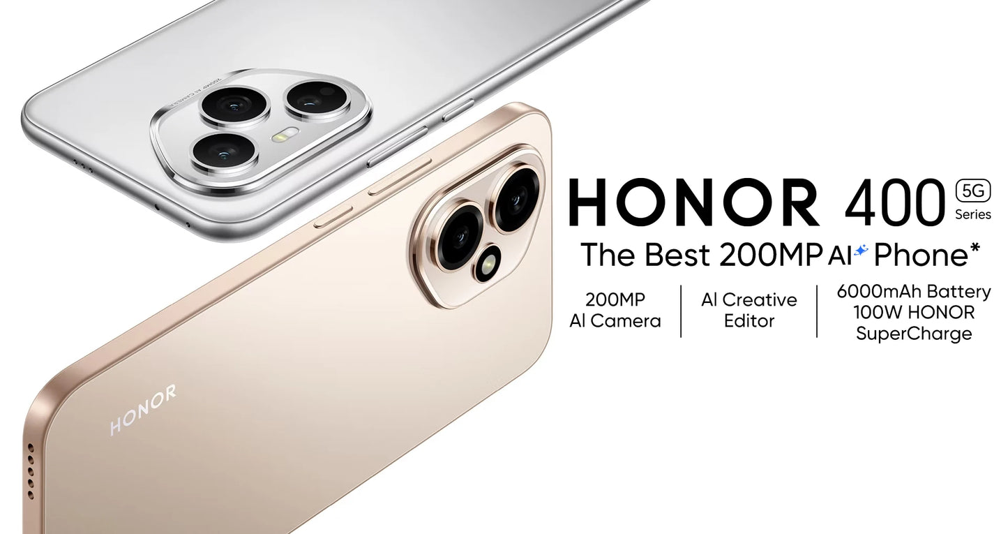 Original Neue Globale Version HONOR 400 5G Smartphone Snapdragon 7 Gen 3 6,55" 120Hz AMOLED Display 200MP 6000mAh 80W SuperCharge