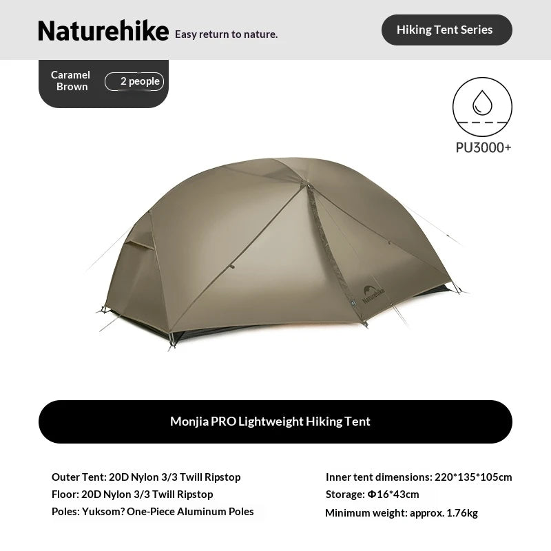 Naturehike Mongar UL BASE PRO 123 People Tent Trekking Backpacking Shelter Tent 20D Nylon Waterproof Ultralight Outdoor Camping