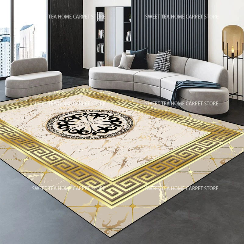 Moderner goldener Luxus-Teppich, große Wohnzimmerdekoration, Heimteppiche, rutschfeste Schlafzimmermatte, anpassbare Couchtisch-Lounge-Teppiche