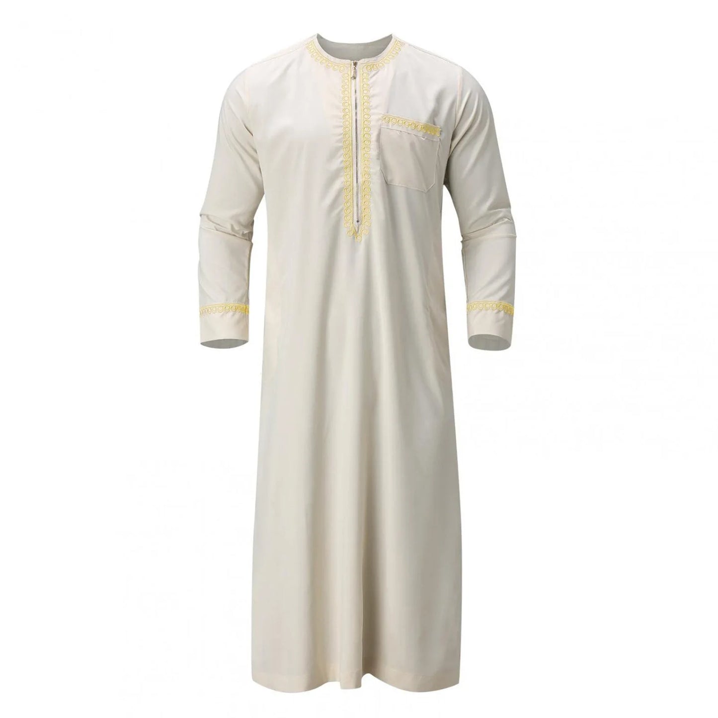 Jubba Thobe Homme Musulman Imprimé Fermeture Éclair Kimono Longue Robe Saoudienne Islamique Musulman Vêtements Abaya Caftan Islam Dubaï Robe Arabe