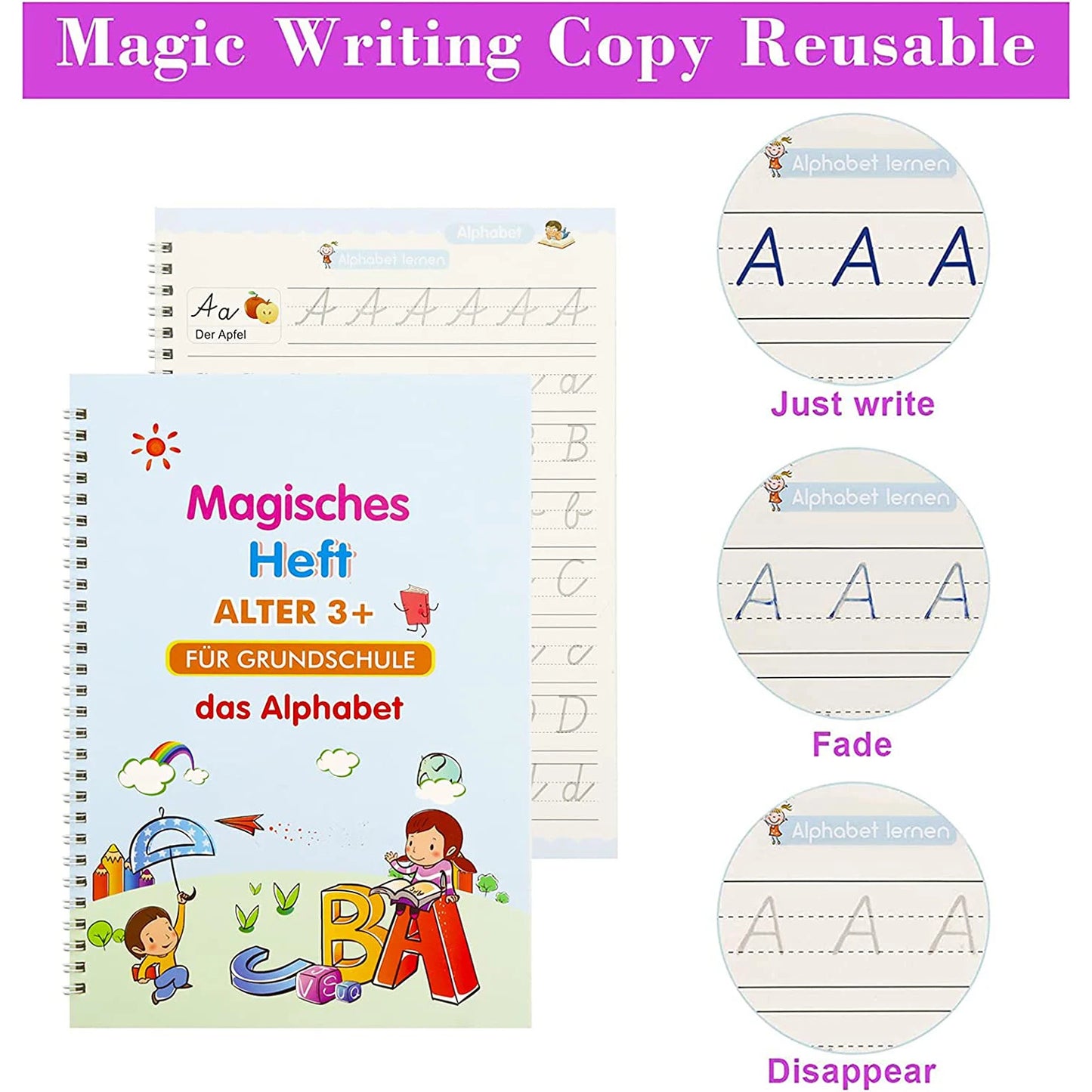 Sank Magic Practice Deutsch Übungsbuch Stift Spanisch Kalligraphie Für Kinder Kostenloses Abwischen Englisch Französisch Wiederverwendbares Schreiblernbuch Kostenloser Versand