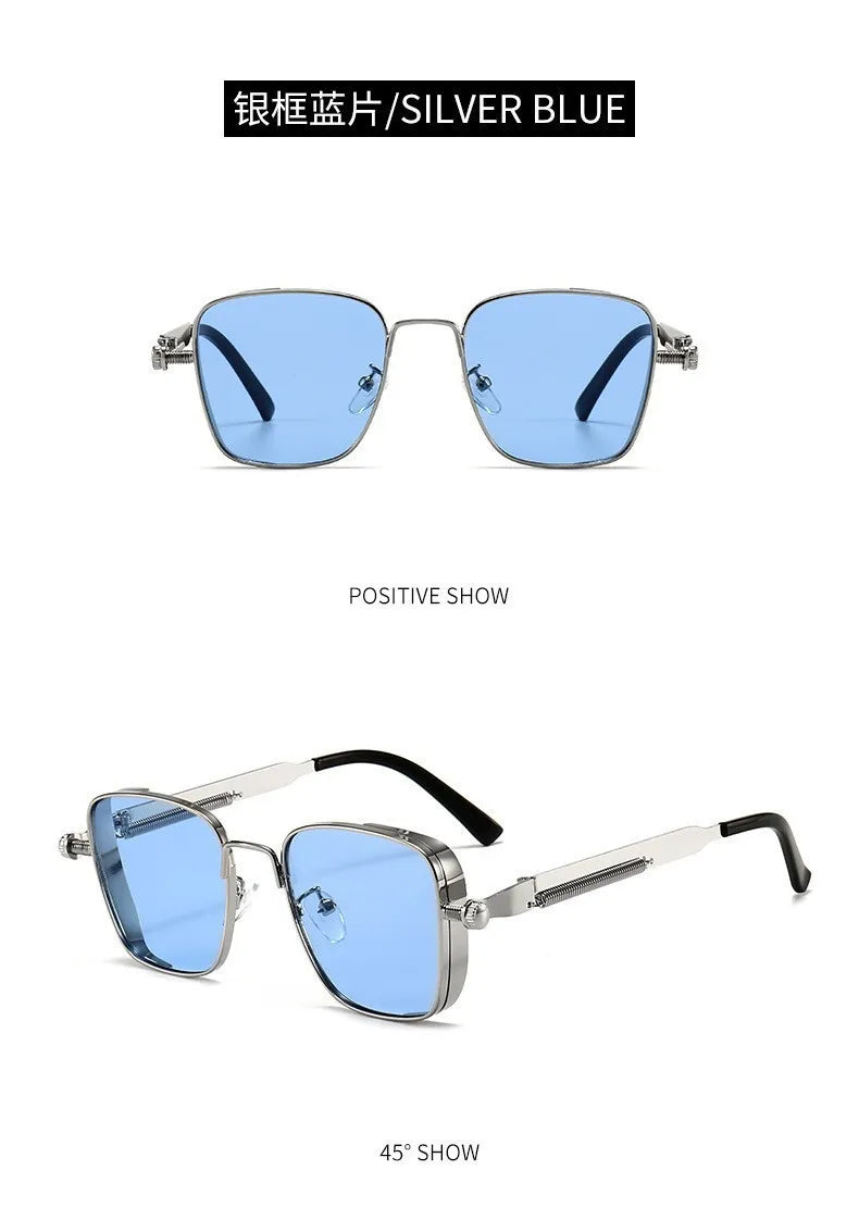 New Eyeglasses Vintage Steampunk Square Metal Sunglasses Fashionable Versatile Unisex Eyewear Unique Statement Style Sun Glasses