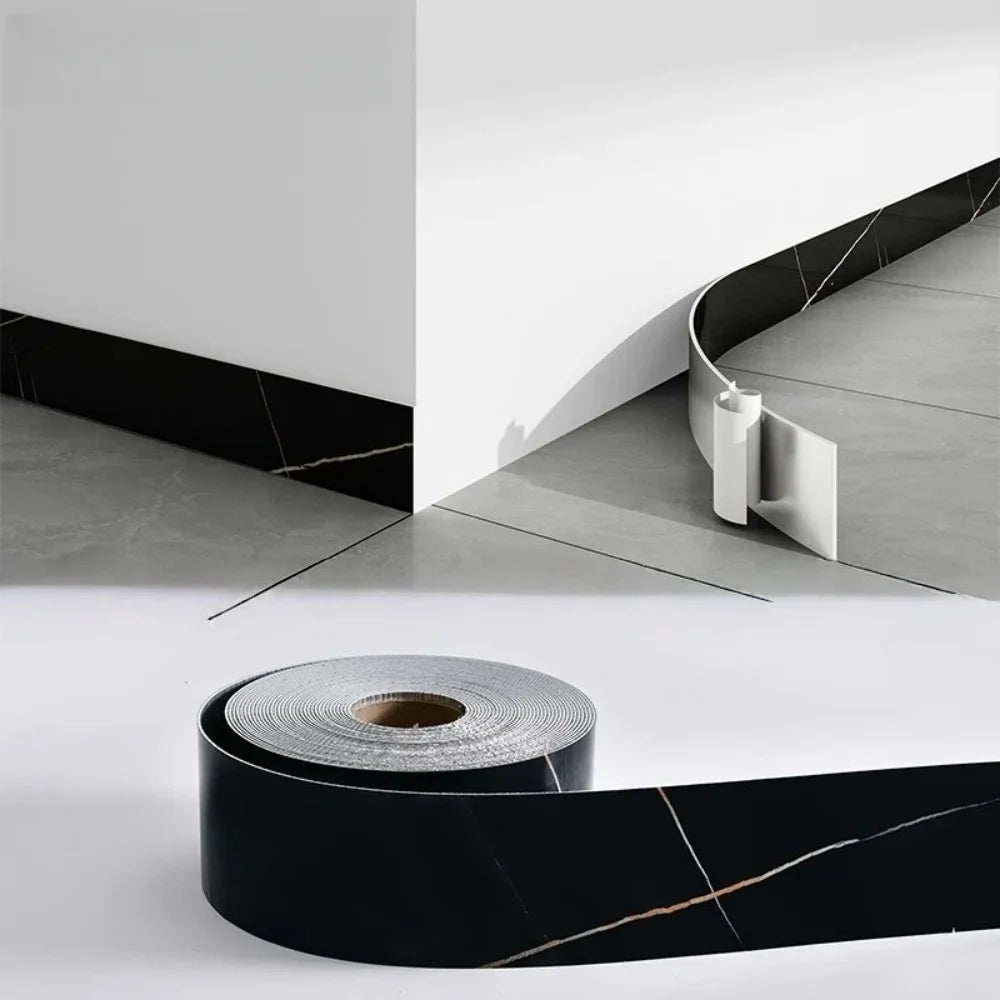 1pc 10cm X 5m PVC Self-Adhesive Marble Baseboard Sticker - Waterproof Skirting Board Protector for Corner Window Sill Home