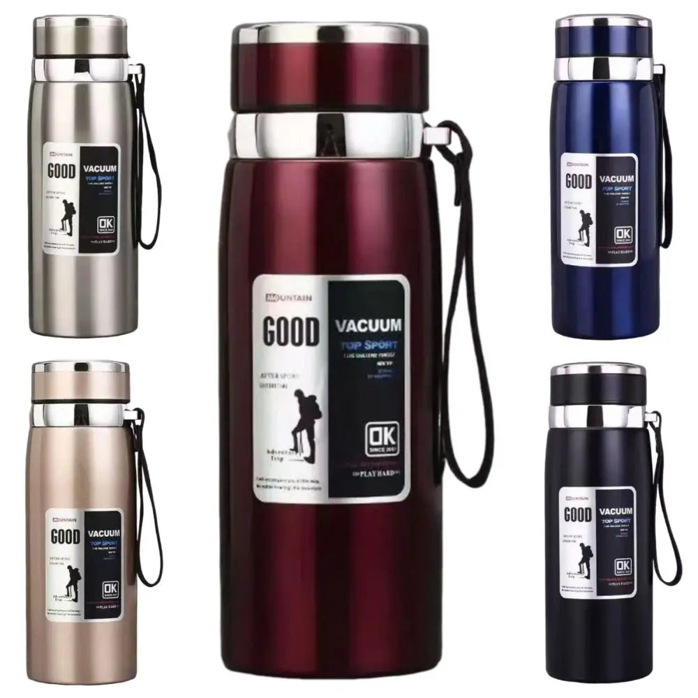 800/1000ml Sport-Thermosflasche, groß Fassungsvermögen, Edelstahl, tragbare Vakuumflasche, auslaufsicher mit Aufhängeband