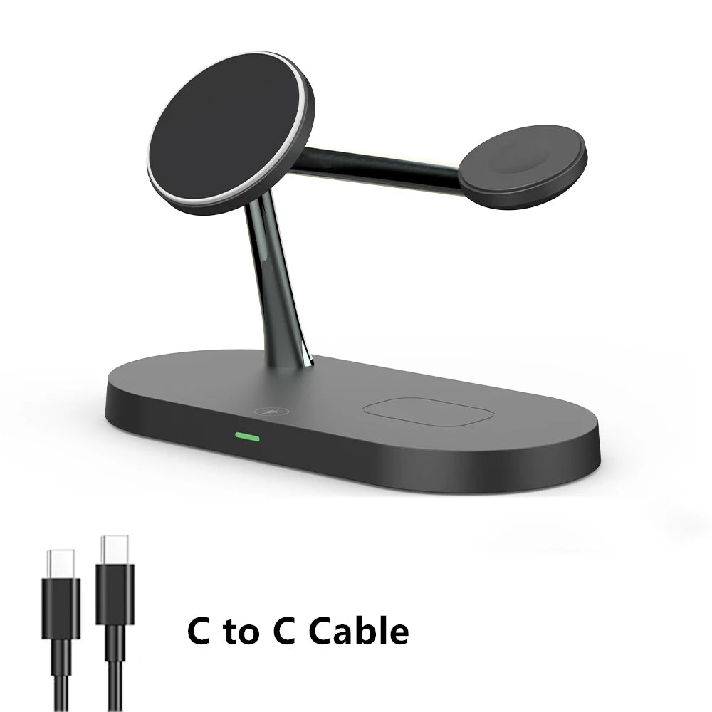 3-in-1 Magnetisches kabelloses Ladegerät für iPhone 16 15 14 13 12, Schnellladestation für Apple Watch 10 9 8 7 6 5 4, Airpods 2 3 Pro