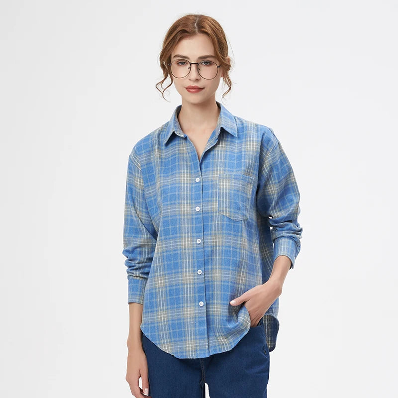 Women's Plaid Shirt 2025 New Ladies Loose Casual Blouse and Tops Fresh College Style Female Long Sleeve Shirts Women Clothes