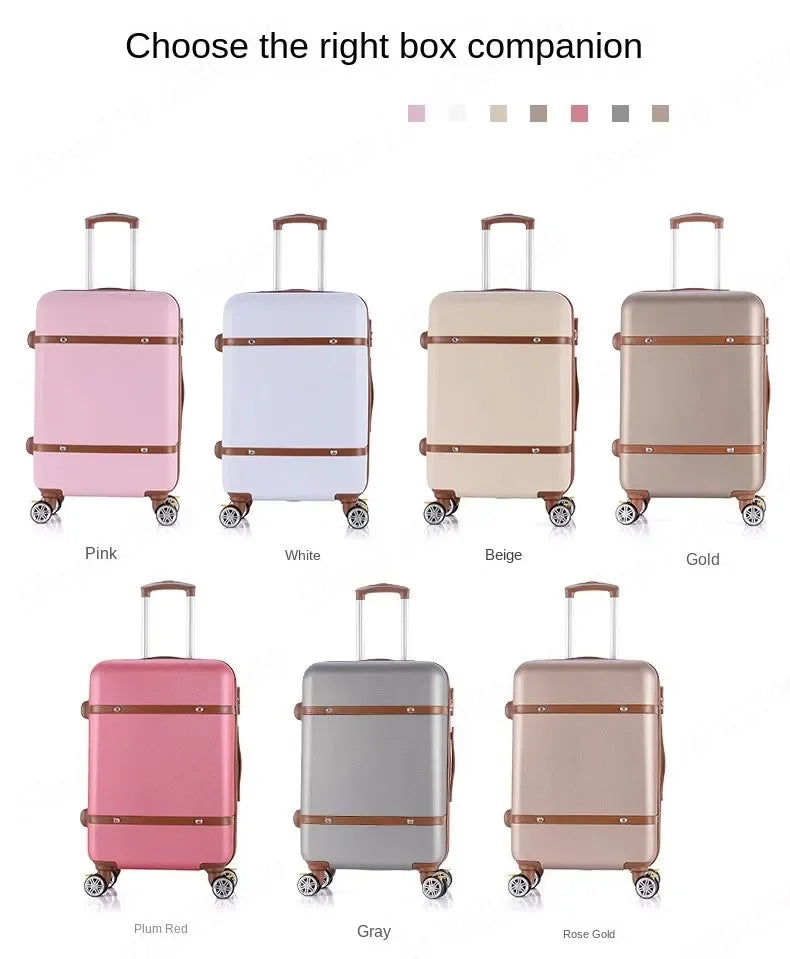 Nouvel ensemble de bagages à roulettes pour femmes - Ensemble valise de voyage tendance avec serrure à combinaison, sac à cosmétiques universel, ensemble de 2 valises à roulettes rétro