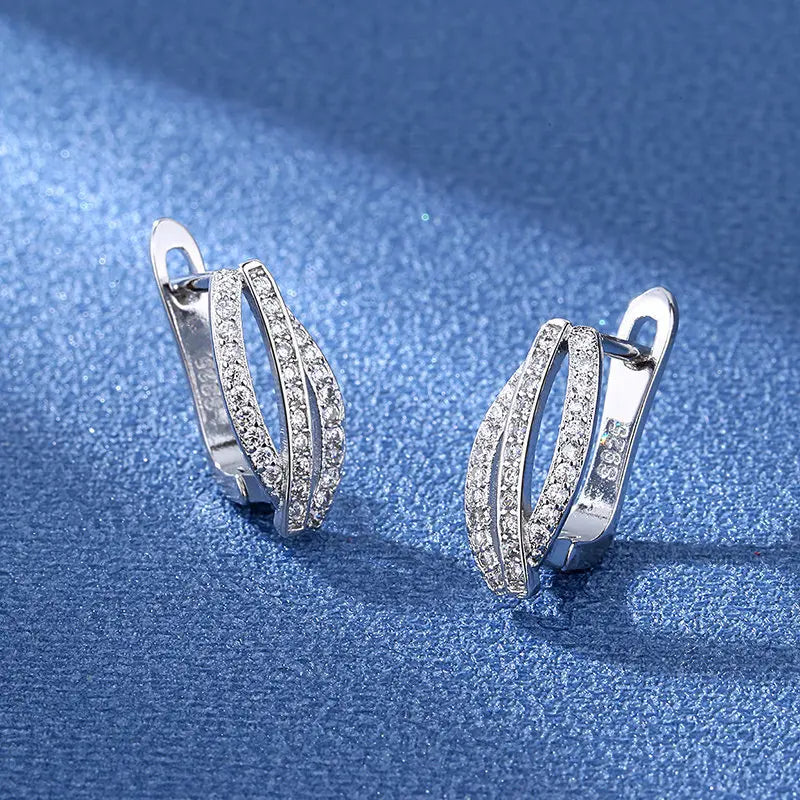Ohrringe aus 925er Sterlingsilber, Schmuck, hochwertige Retro-Ohrringe mit einfachem Muster, lila-weiße Zirkon-Ohrringe, Bestseller
