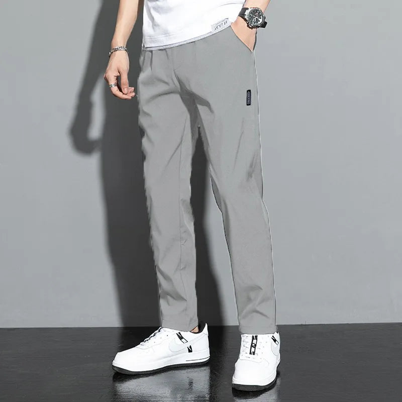 Sommer Herren Eisseide schnelltrocknende Freizeithose schmal geschnitten koreanische Version Eisseidehose Sporthose gerades Bein schnelltrocknend p