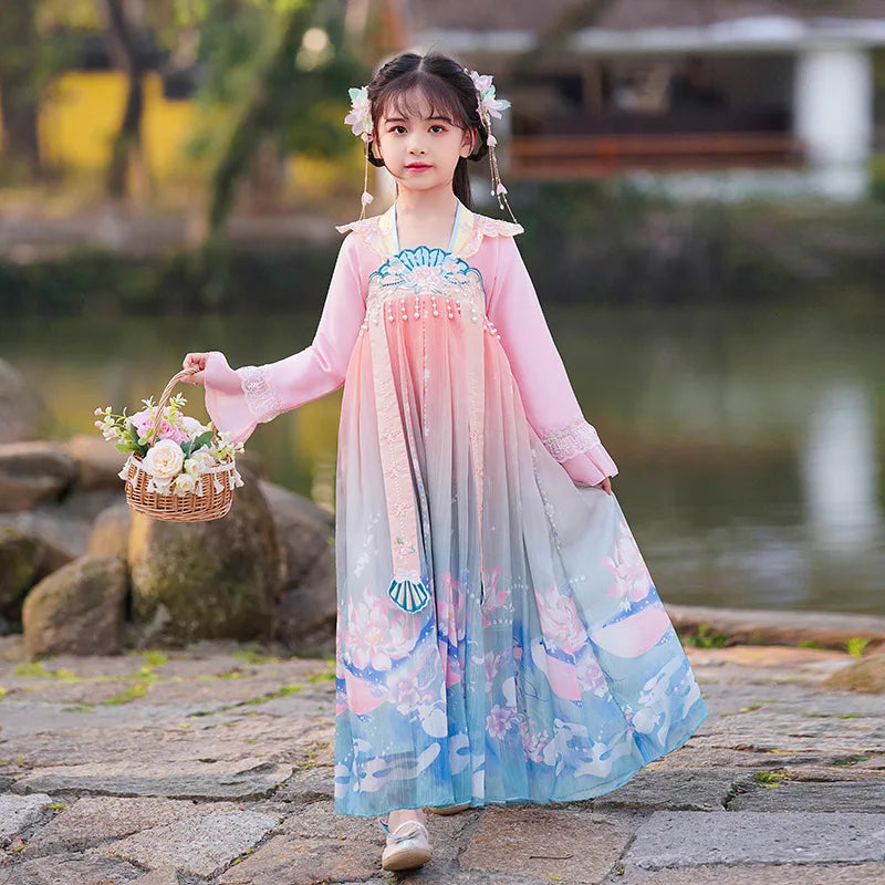 Robe chinoise Hanfu moderne pour fille, tenue d'Halloween de fée, Vêtements pour enfants, Vestidos, Costume traditionnel de Cosplay, Robes pour filles
