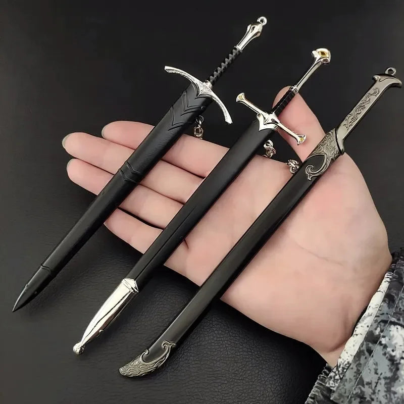 18-22cm Seigneur des Anneaux Arme Médiévale Glamdring Aragorn Narthil Épée Métal Katana Samouraï Porte-clés Ornements Cadeaux Jouet
