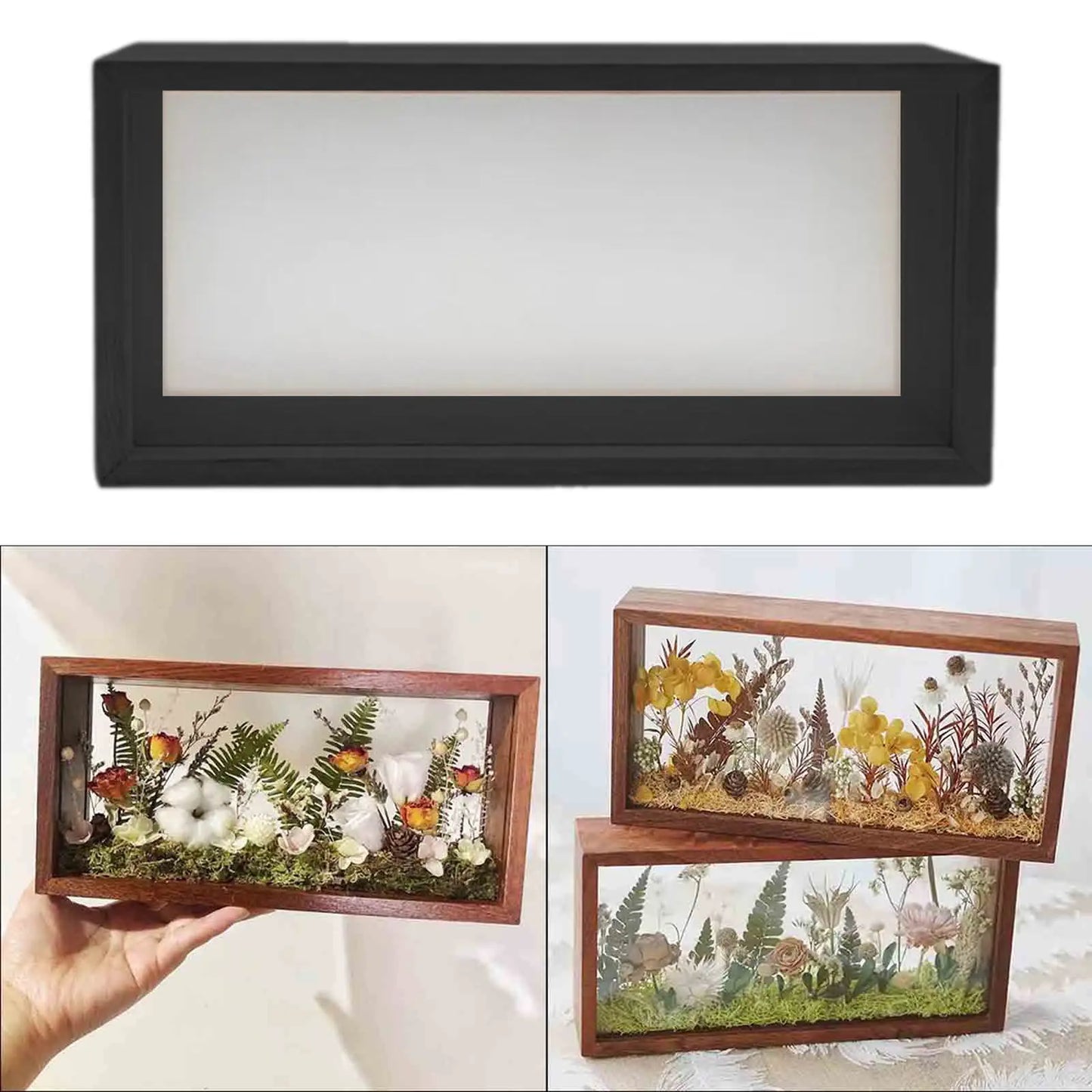Shadow Box Frame Picture Frame for Dried Flowers Wooden Deep Dried Flower Display Frame for Memorabilia Award Photos Bouquet