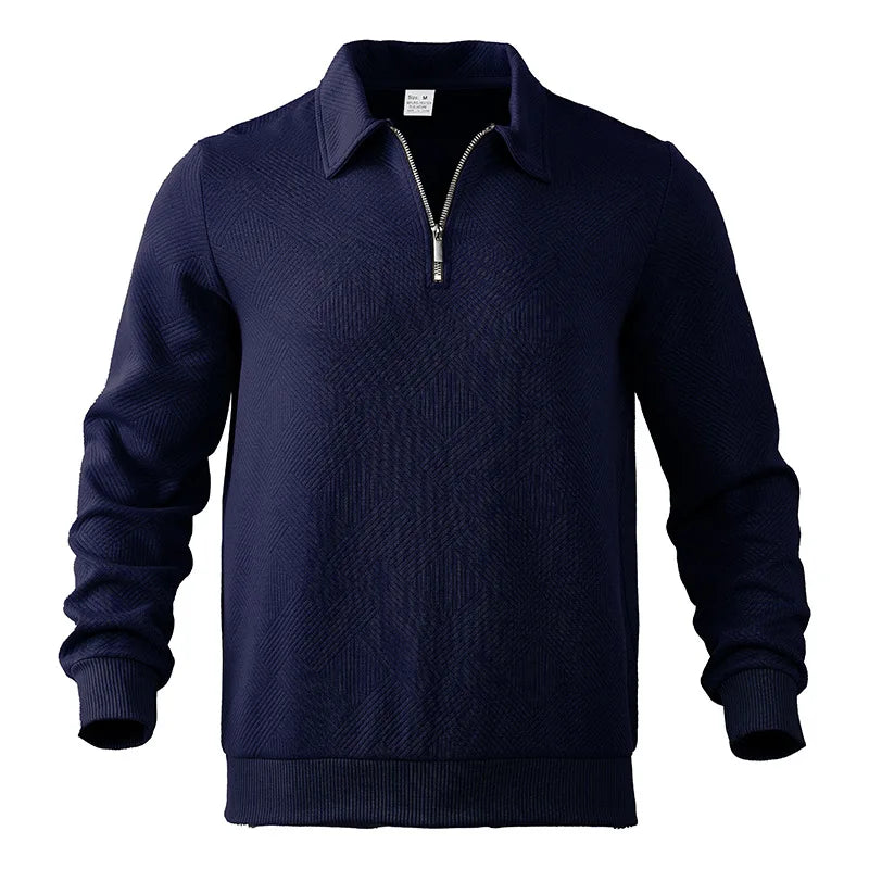 24 grenzüberschreitendes beliebtes Herbst-Langarm-Revers-Reißverschluss-Herren-Freizeit-Poloshirt