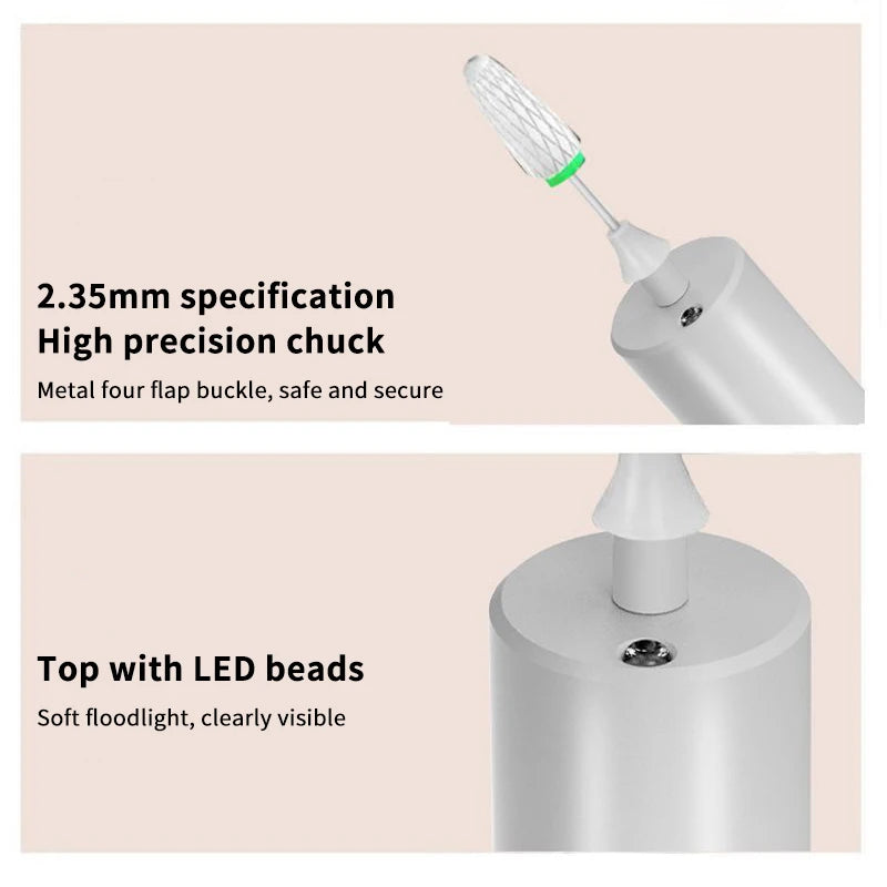 2/4 Stk. kabelloser Nagelfräser 35000 U/min Manikürefräser Nagelreparatur Pedikürefräser Polierer Schleifer USB wiederaufladbare Nagelfeile