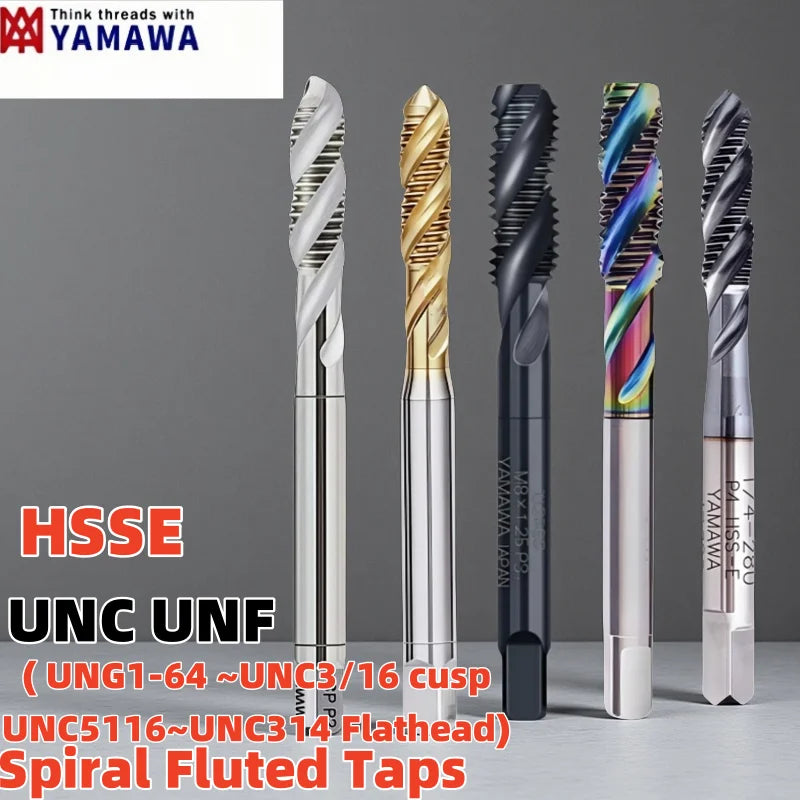 Japanischer YAMAWA Spiralnut-Gewindebohrer UNC 1-64 2-56 3-48 4-40 5-40 6-32 8-32 3I16 10-24 12-24 1I4 5I16 3I8 Maschinenschrauben-Gewindebohrer
