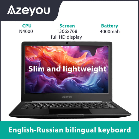 11,6 Zoll Laptop, OS 11 Pro System Laptops, schlankes und leichtes Notebook HD Display, Russisch-Englische Tastatur, Type-C 4000mAh