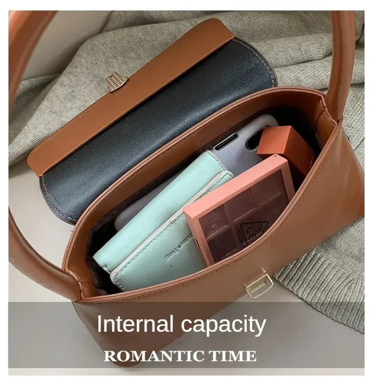 Korean Style Underarm Female Bag PU Minimalist Women Handbag 2025 New Fashion Shoulder Bag Solid Color Daily Commuter bag