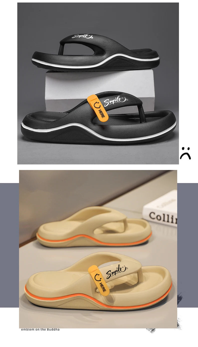 Neue Hausschuhe für Männer und Frauen, Flip-Flops, Sandalen für drinnen und draußen, Strand, superweiche Unterseite, Pantoletten, rutschfeste, dick besohlte Herren-Hausschuhe