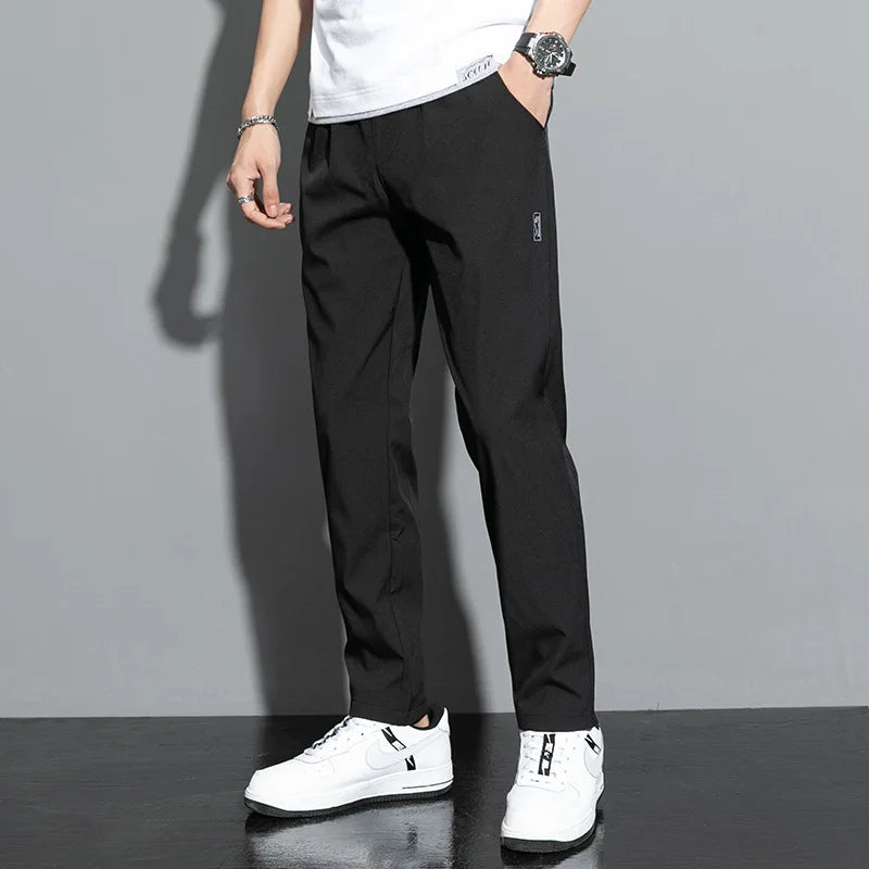 Sommer Herren Eisseide schnelltrocknende Freizeithose schmal geschnitten koreanische Version Eisseidehose Sporthose gerades Bein schnelltrocknend p